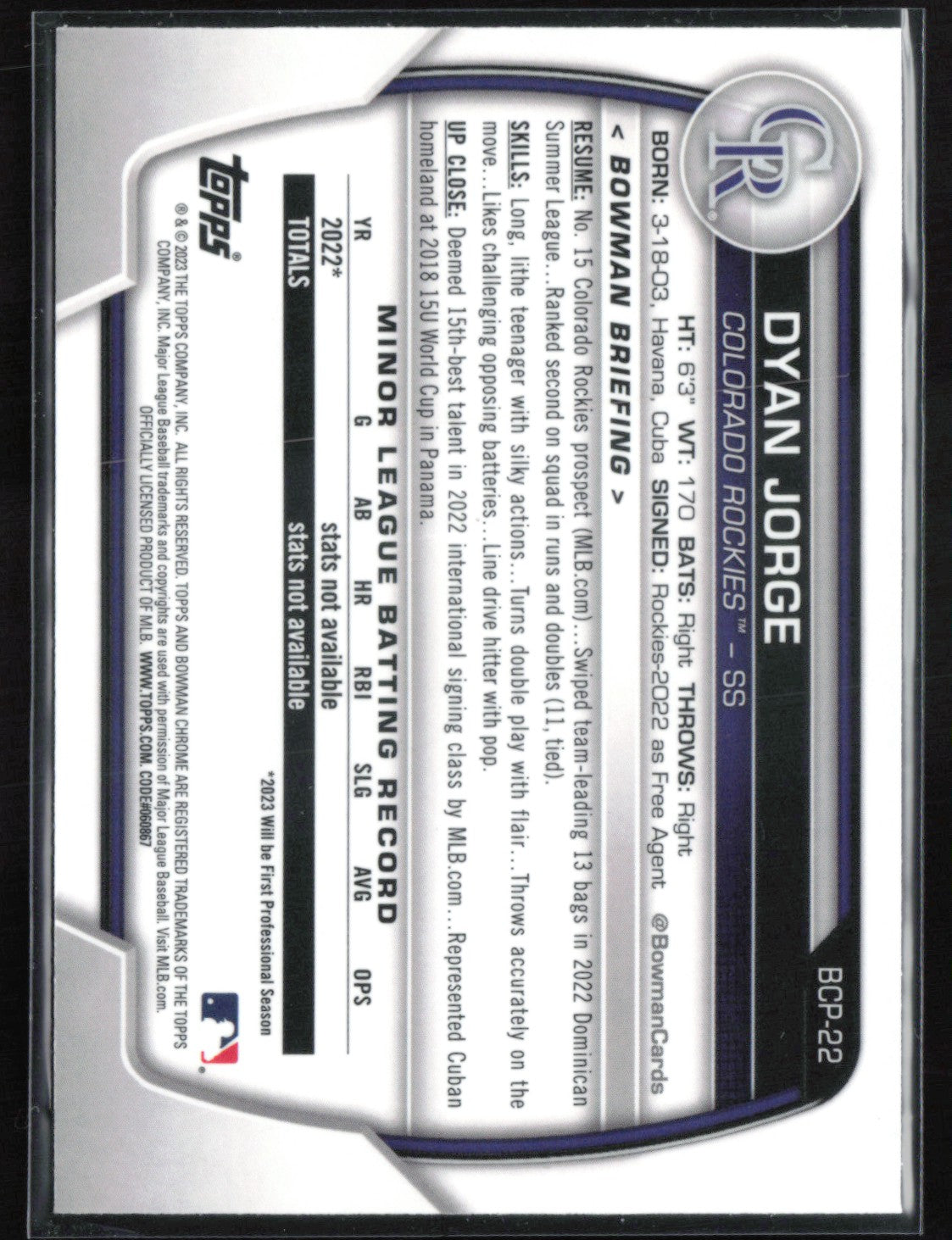 Dyan Jorge 1st Bowman Mojo