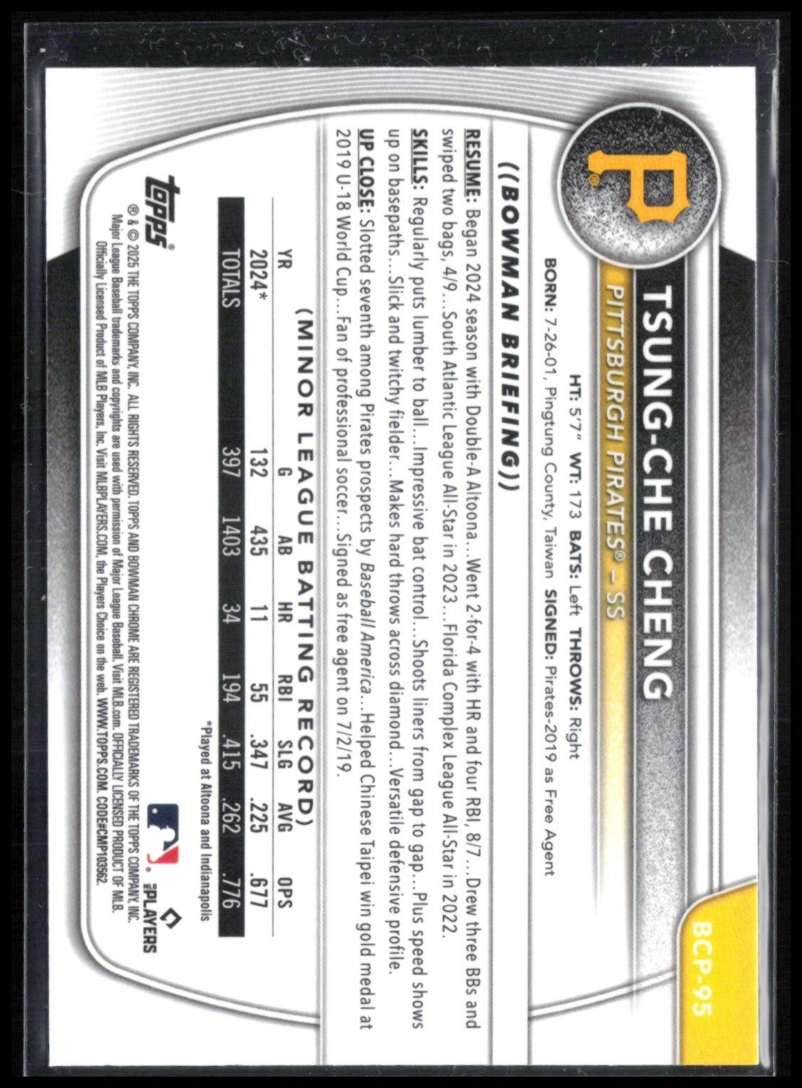 Tsung-Che Cheng 1st Bowman Mojo
