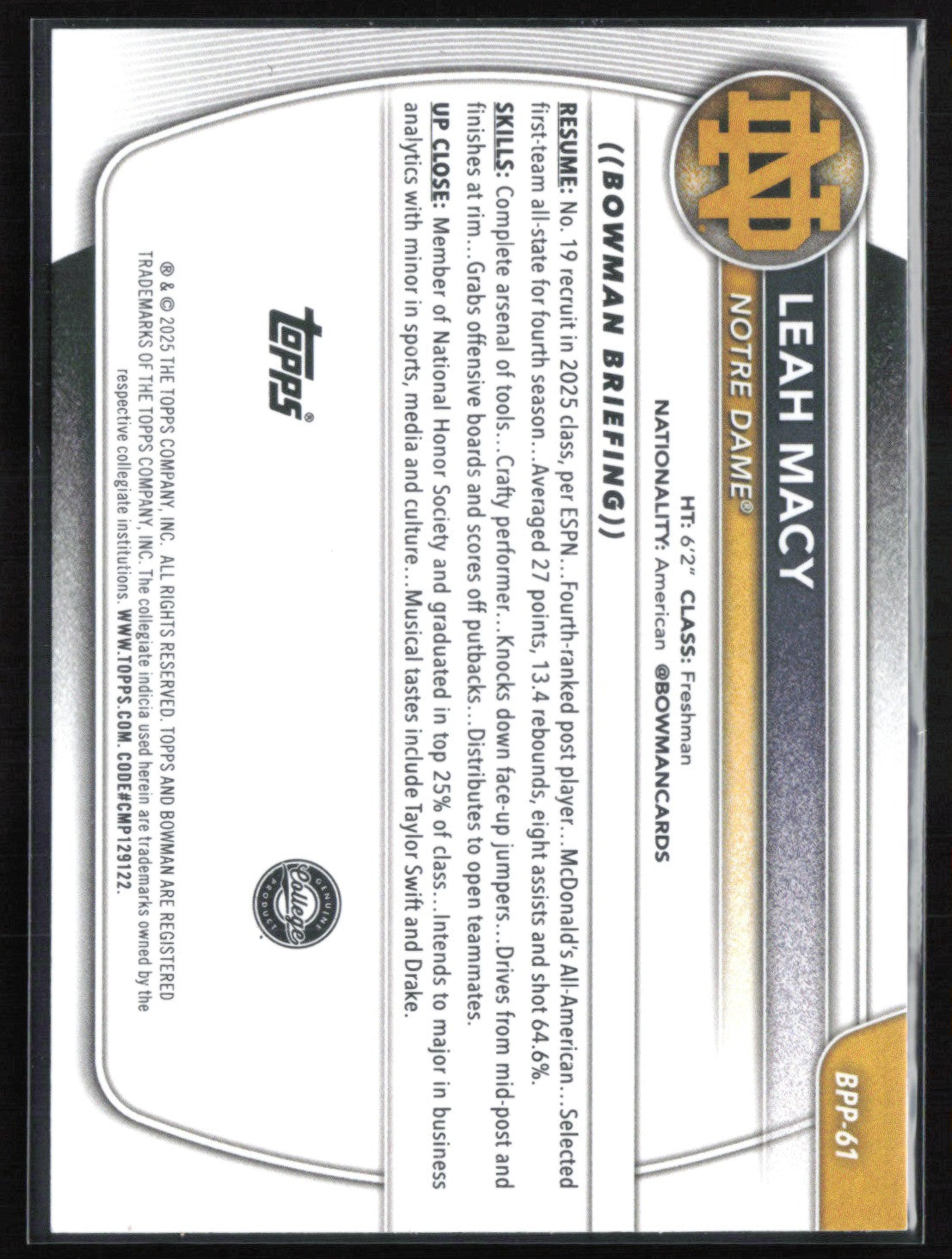 Leah Macy 1st Bowman
