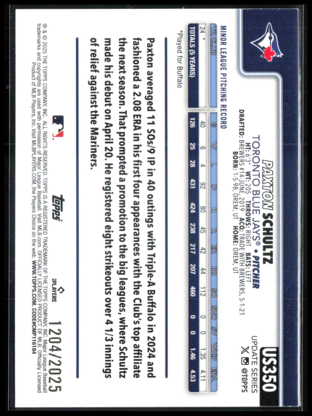 Paxton Schultz RC Gold /2025