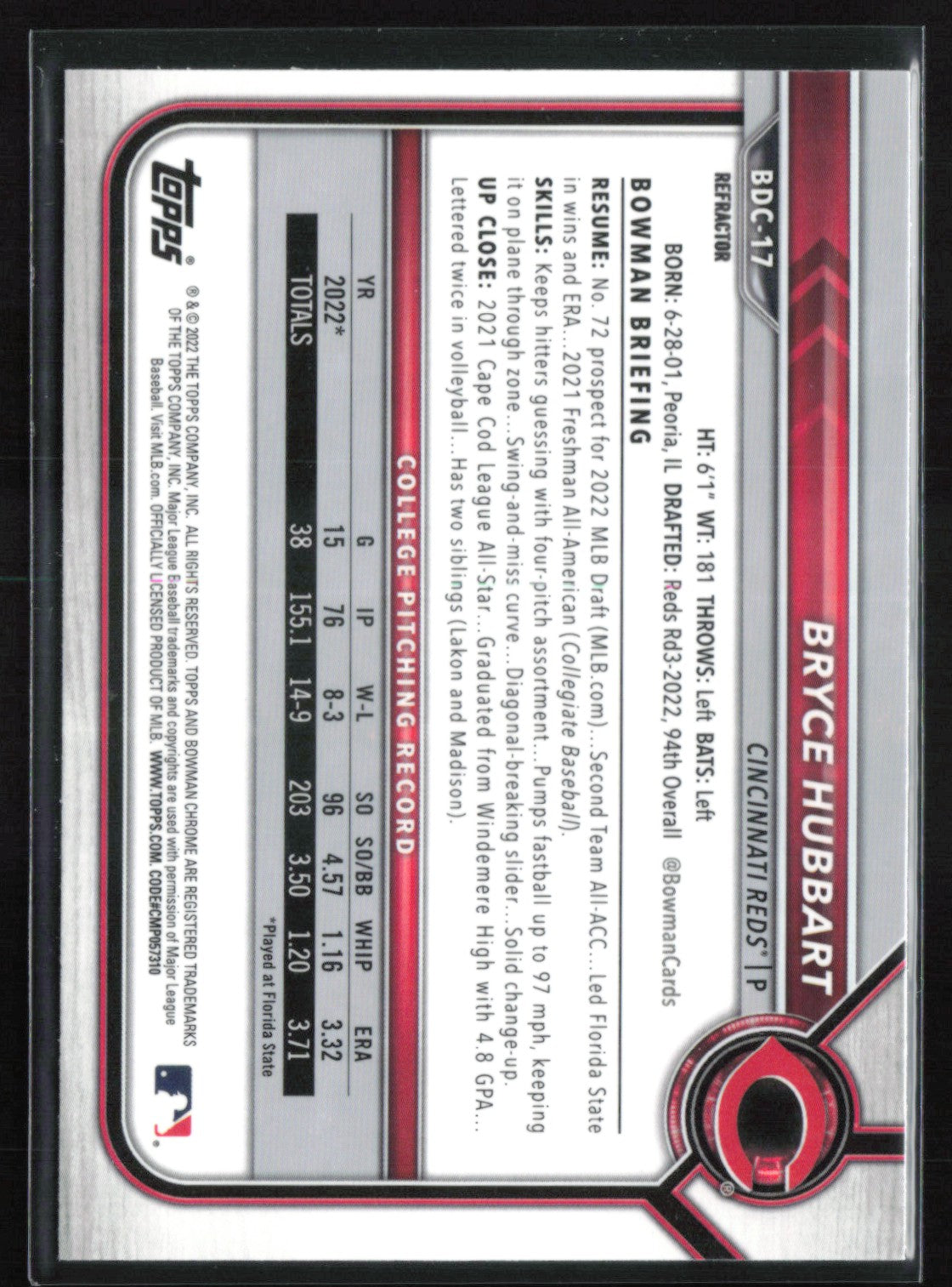 Bryce Hubbart 1st Bowman Refractor