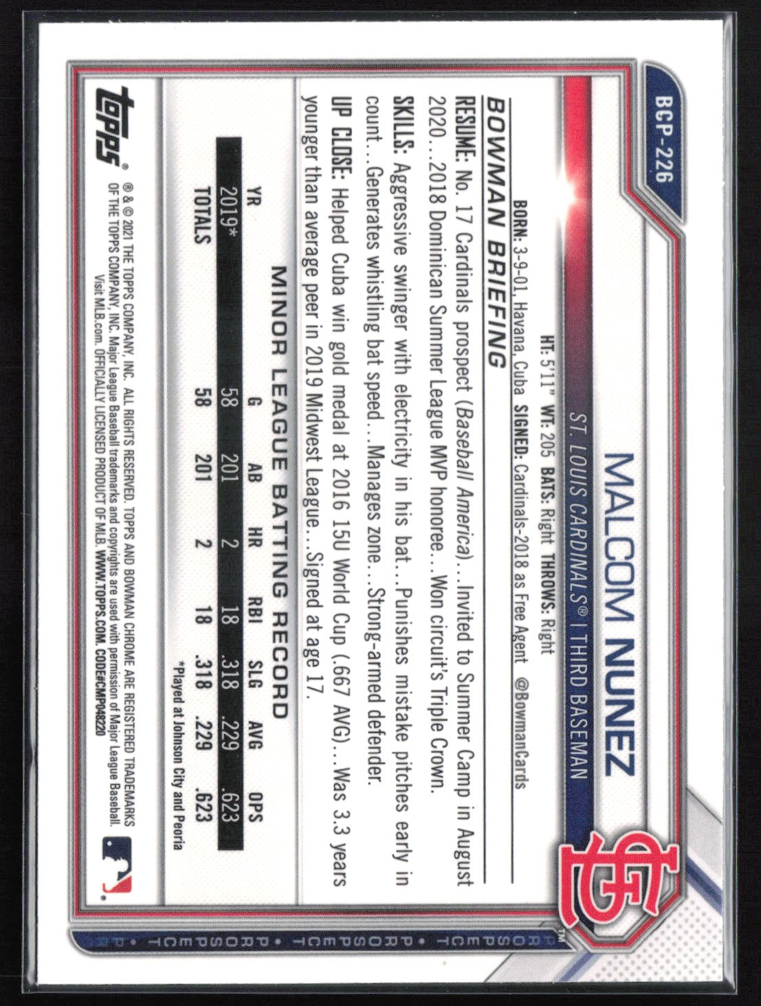 Malcom Nunez 1st Bowman Mojo