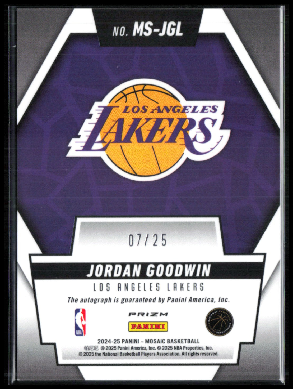 Jordan Goodwin Auto Orange /25 Scripts 2024-25 Mosaic