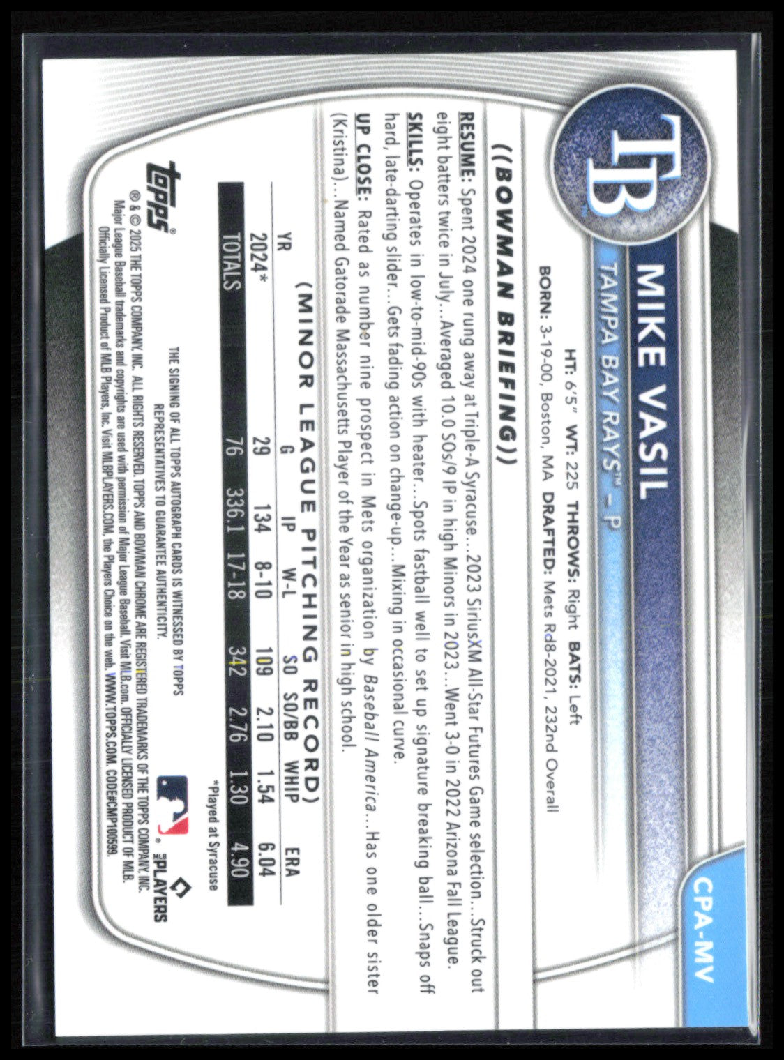 Mike Vasil 1st Bowman Auto