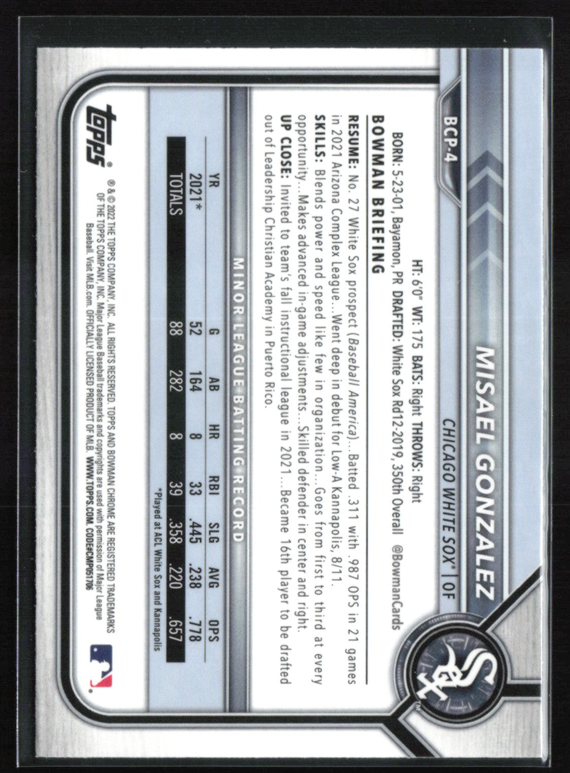 Misael Gonzalez 1st Bowman Atomic Refractor