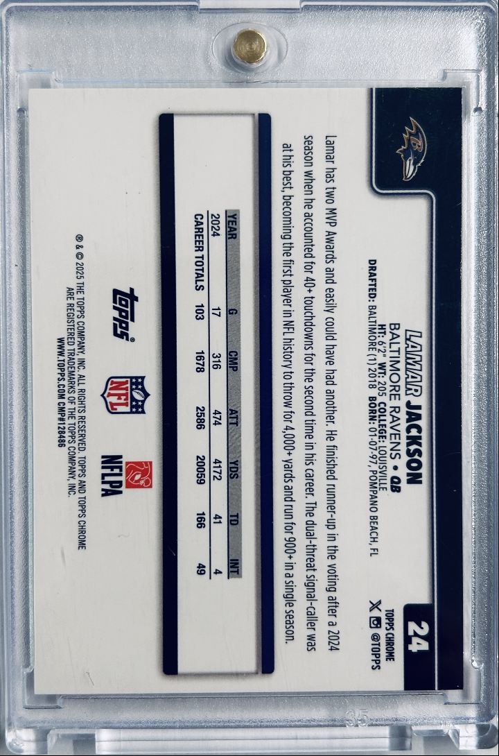Lamar Jackson Image Variation SSP Refractor 2025 Topps Chrome