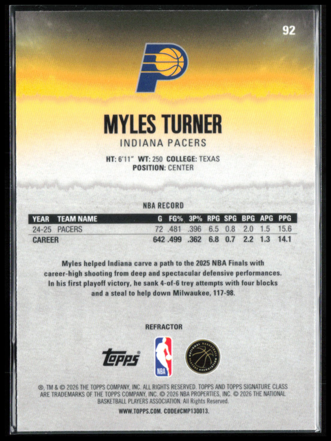 Myles Turner Refractor