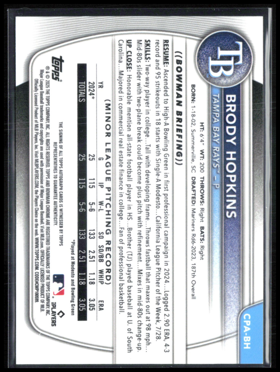 Brody Hopkins 1st Bowman Auto