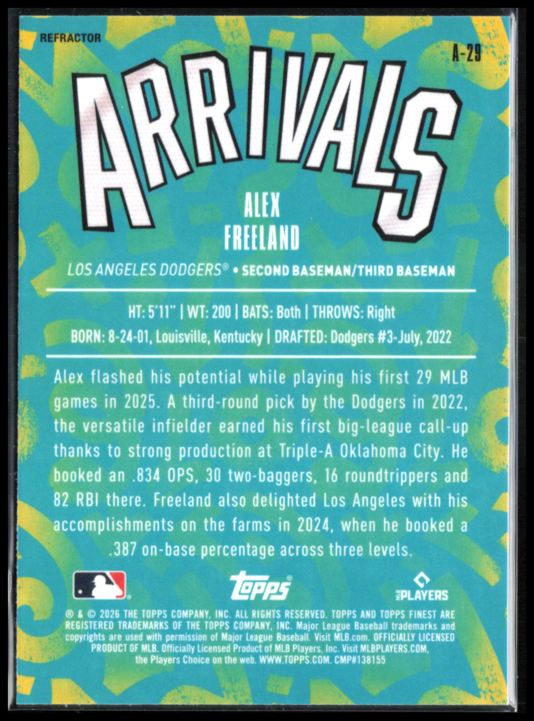 Alex Freeland RC Finest Arrivals Refractor