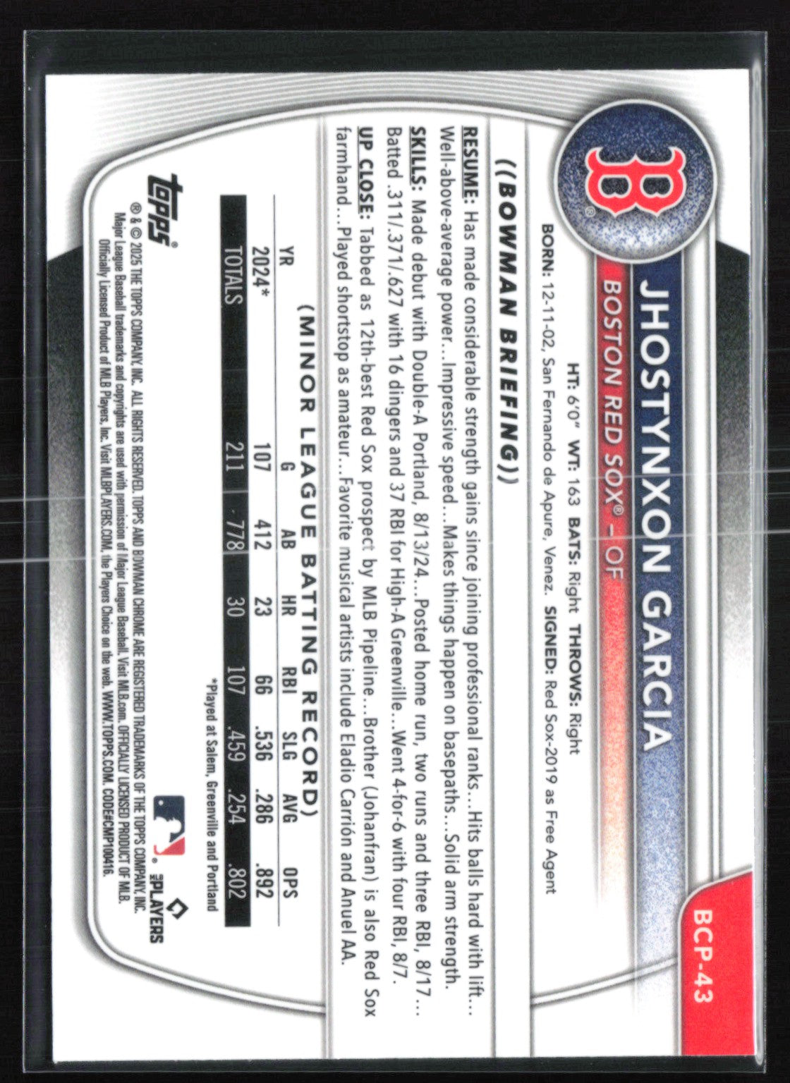 Jhostynxon Garcia 1st Bowman X-Fractor