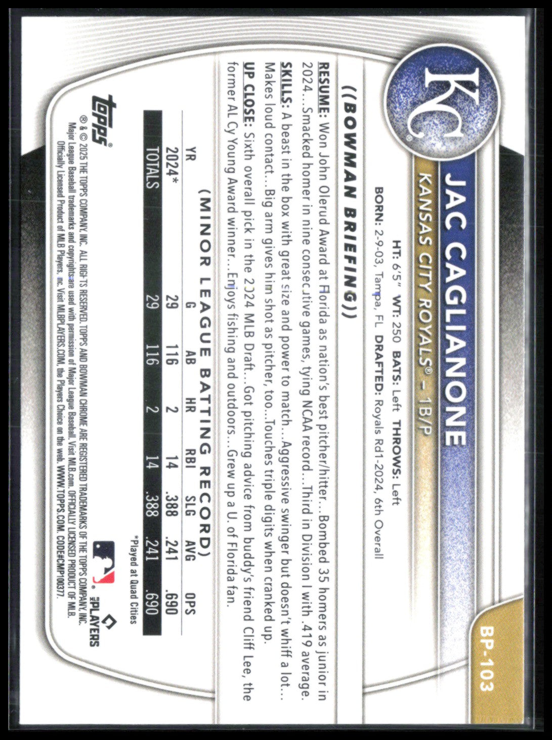 Jac Caglianone Prospects