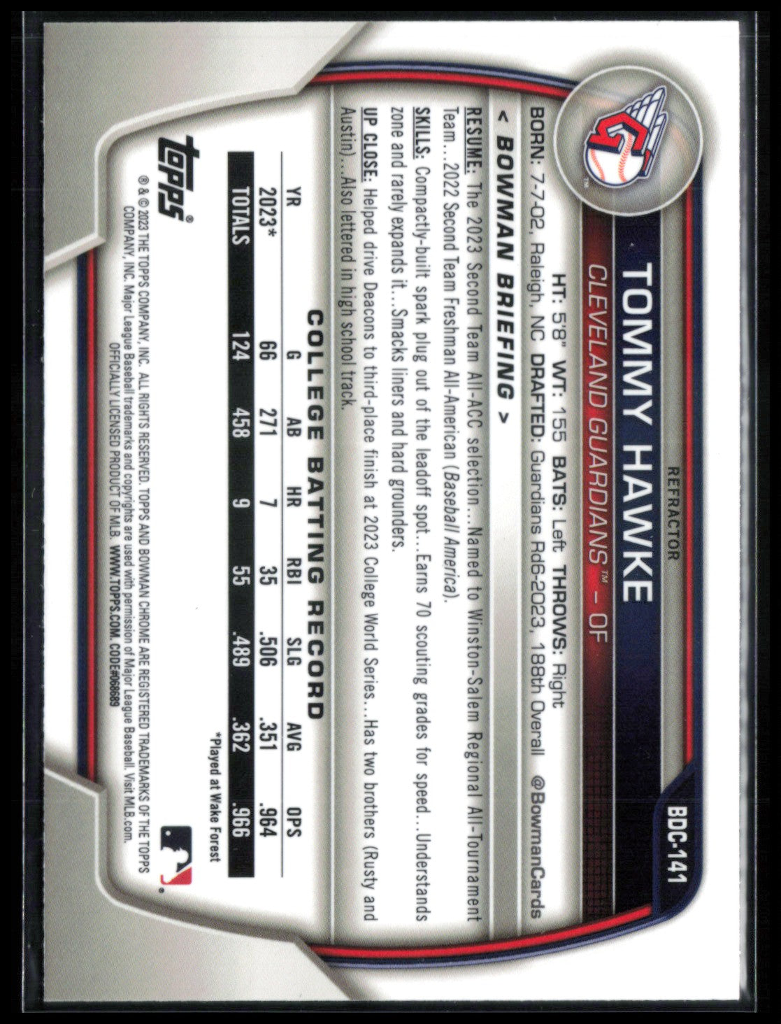 Tommy Hawke 1st Bowman Refractor