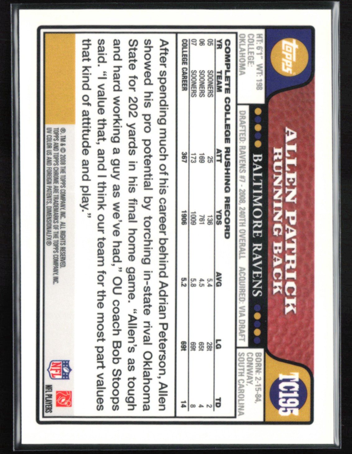 Allen Patrick RC Auto 2009 Topps Chrome