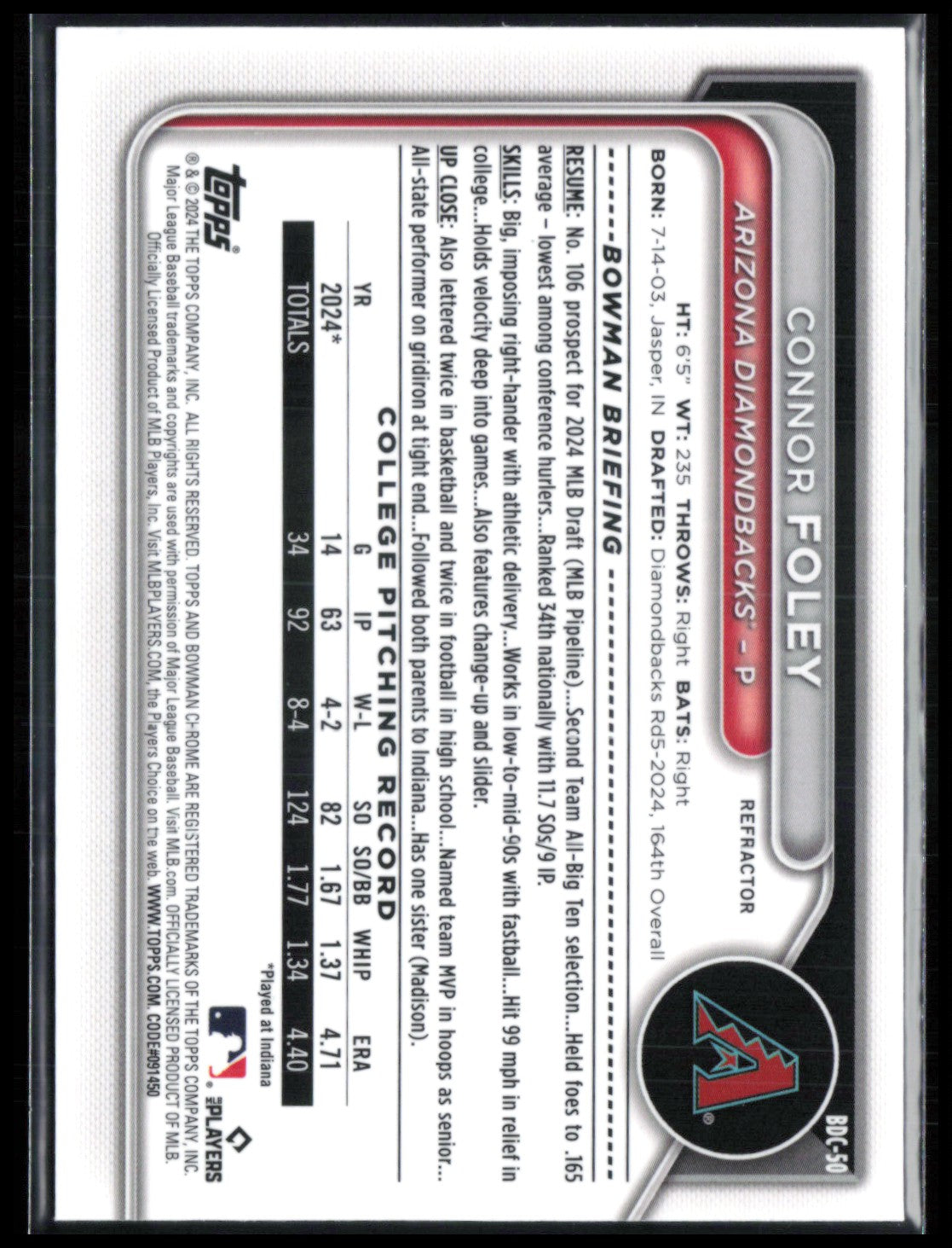 Connor Foley 1st Bowman Refractor