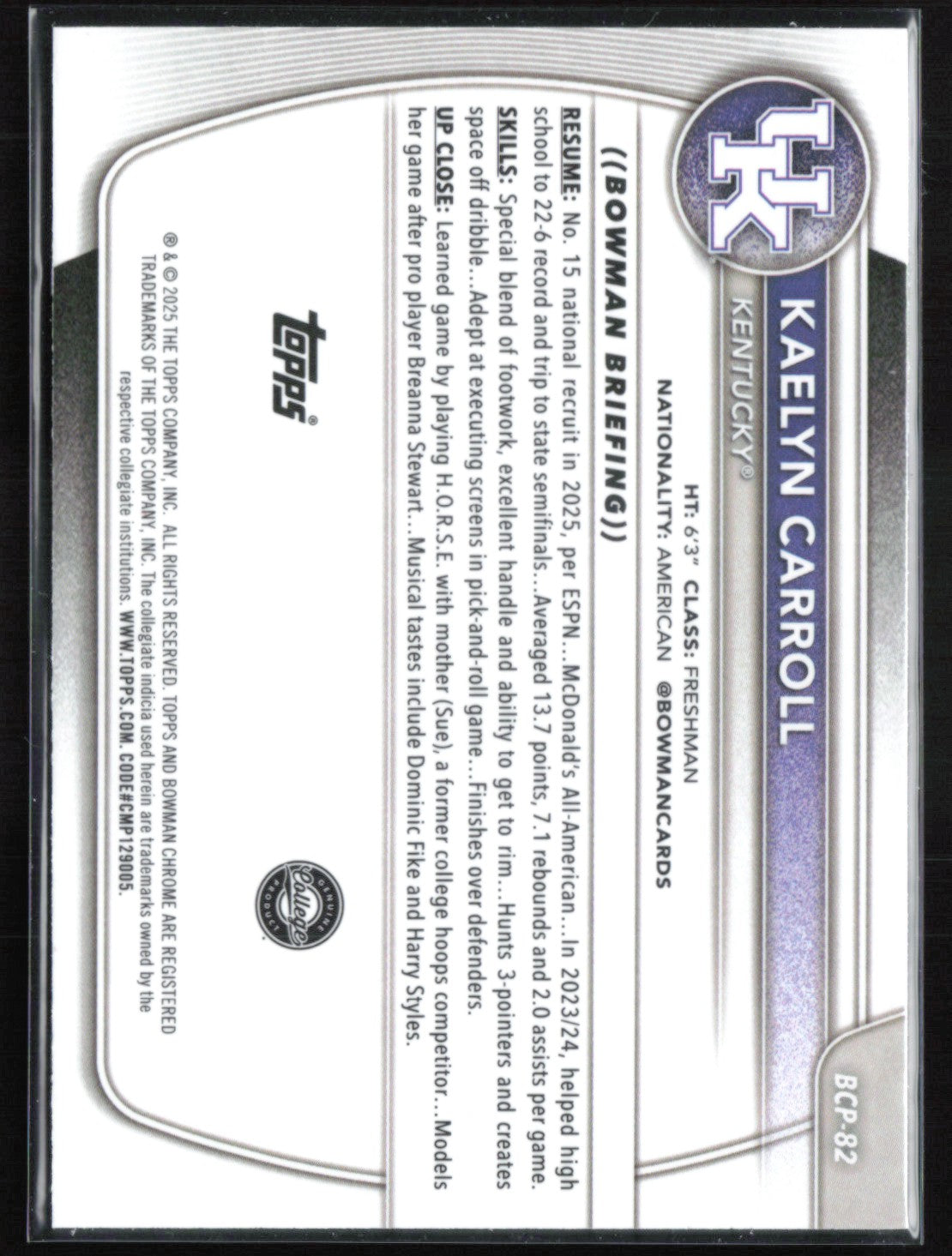 Kaelyn Carroll 1st Bowman Mojo