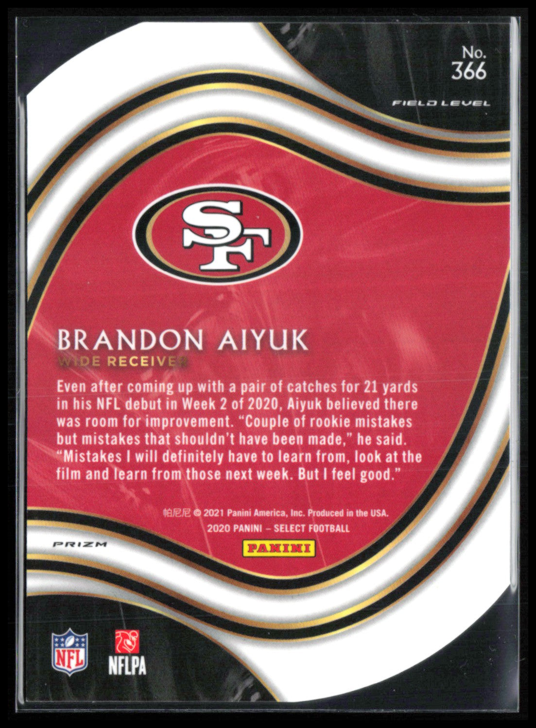 Brandon Aiyuk RC Purple Field Level Die-Cut