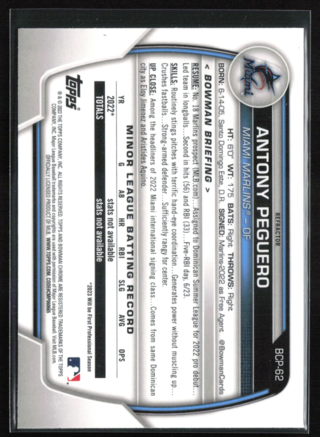 Antony Peguero 1st Bowman Lunar Green