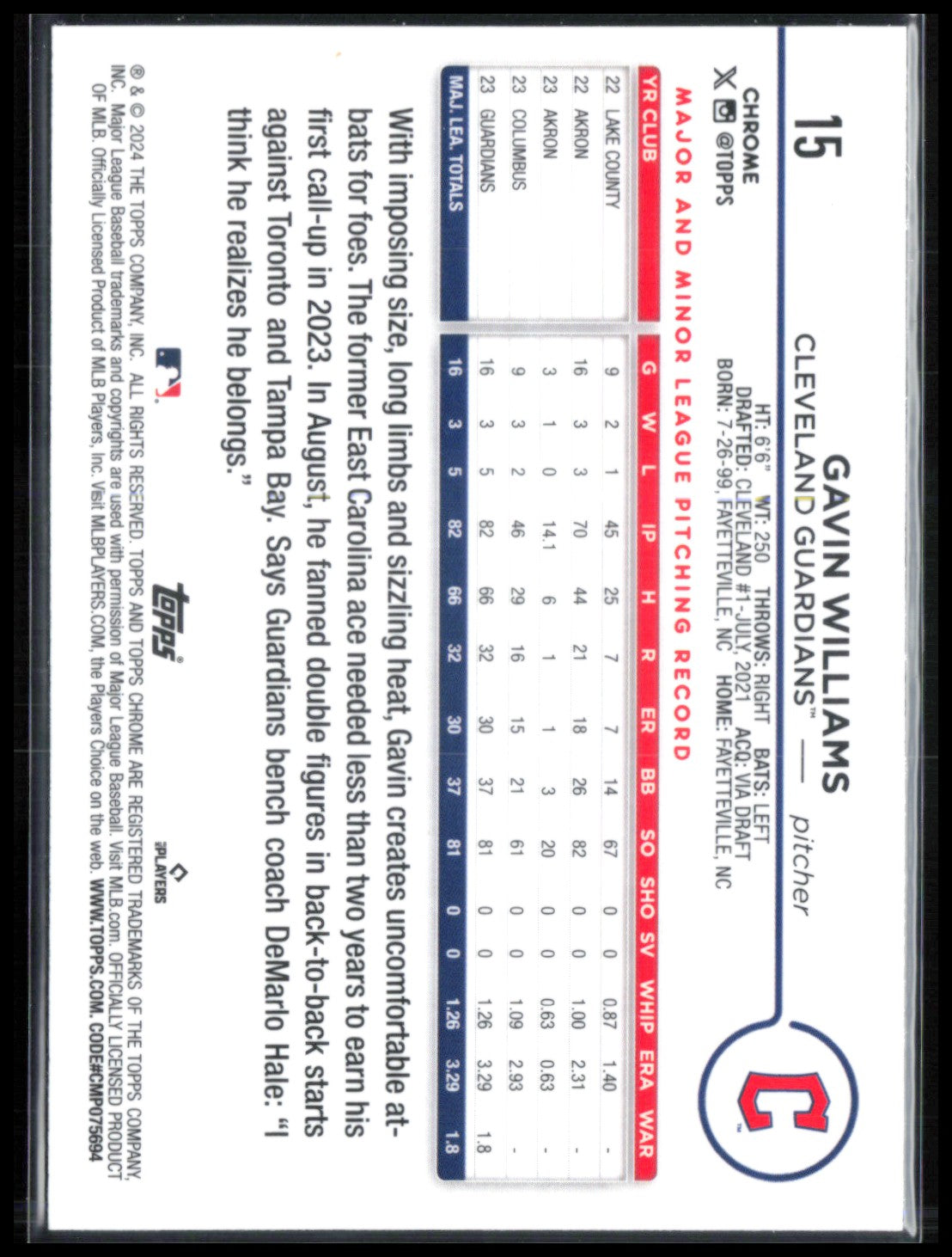 Gavin Williams RC Prism