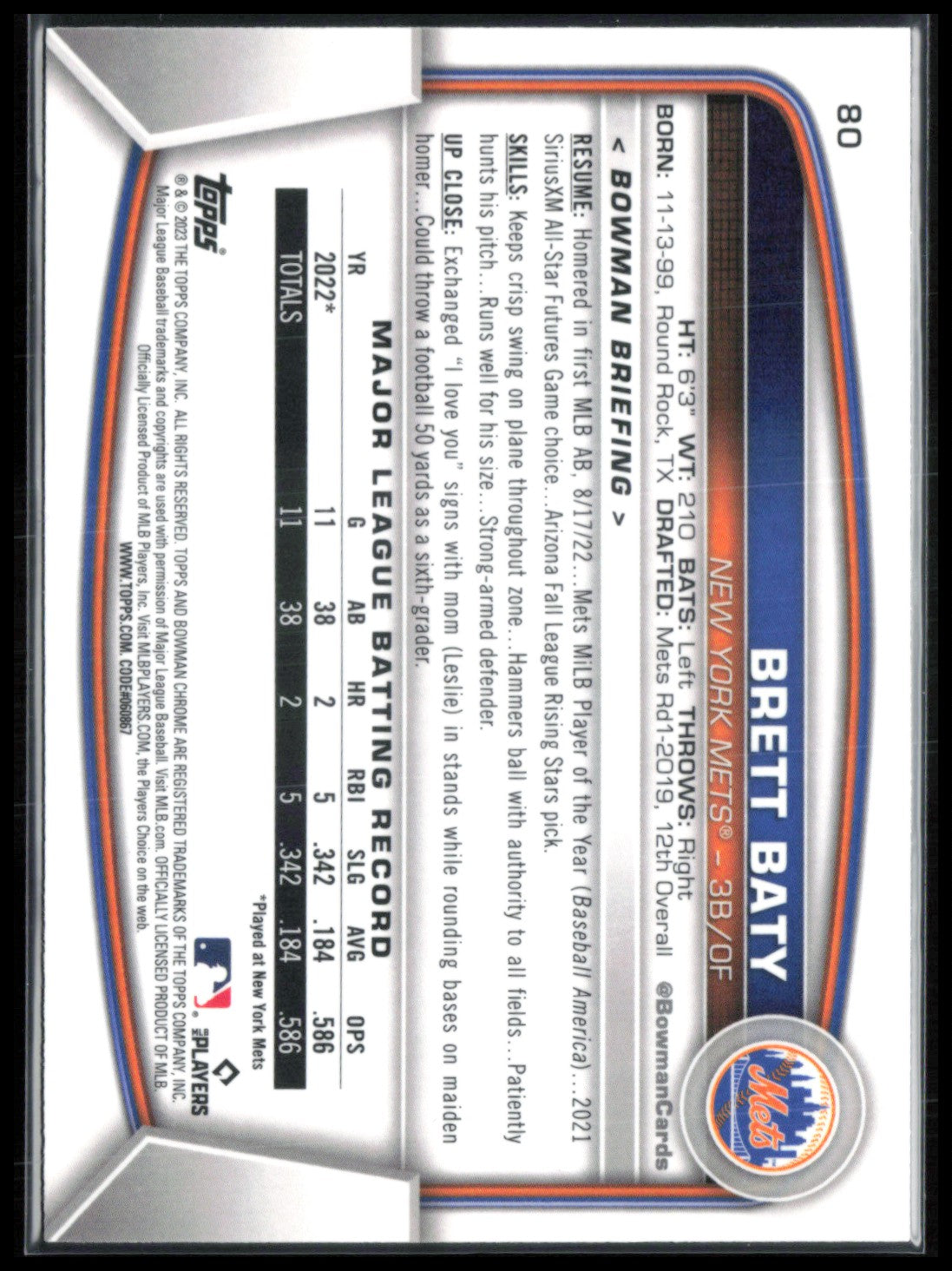 Brett Baty RC Mojo