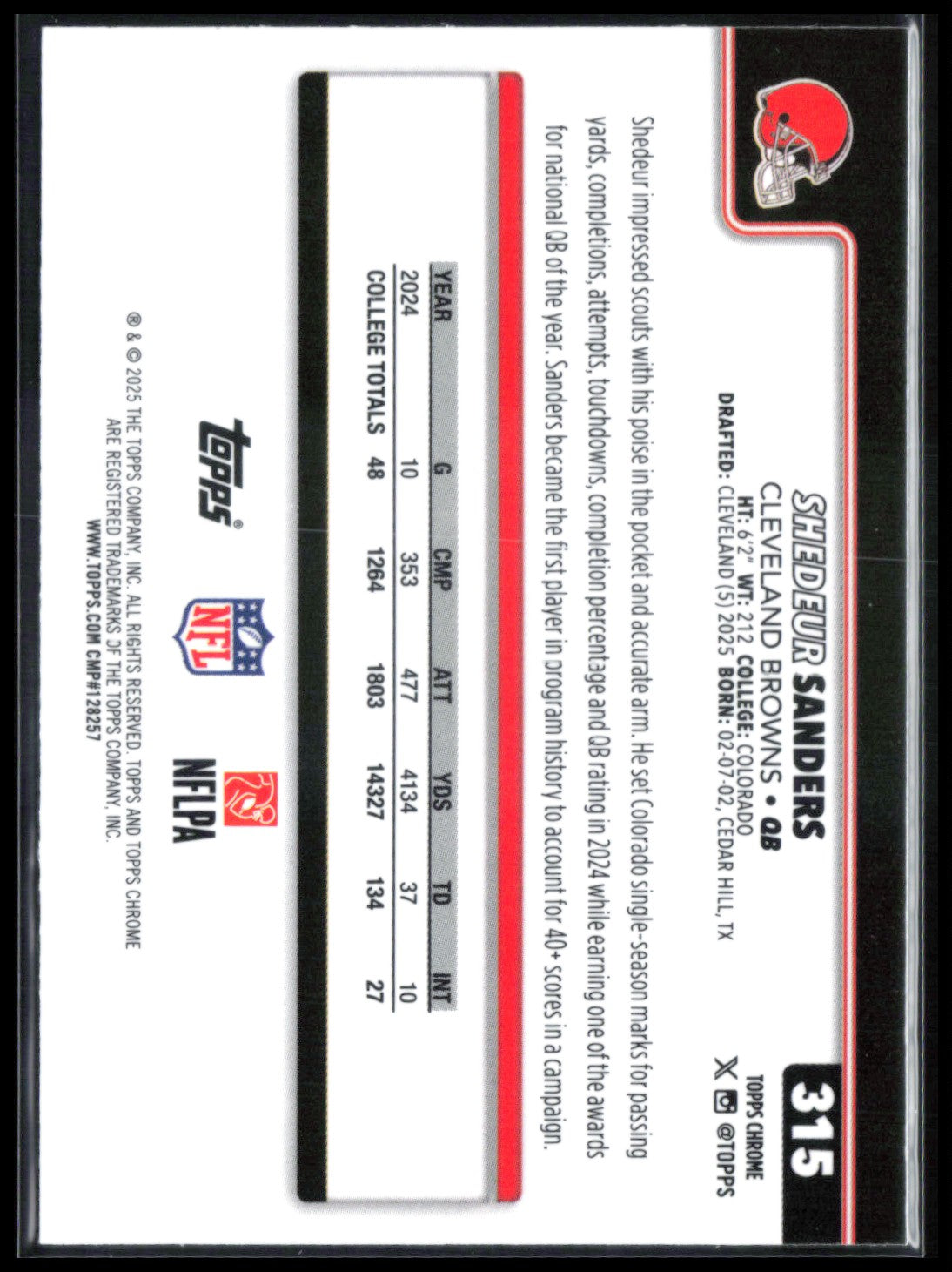 Shedeur Sanders RC