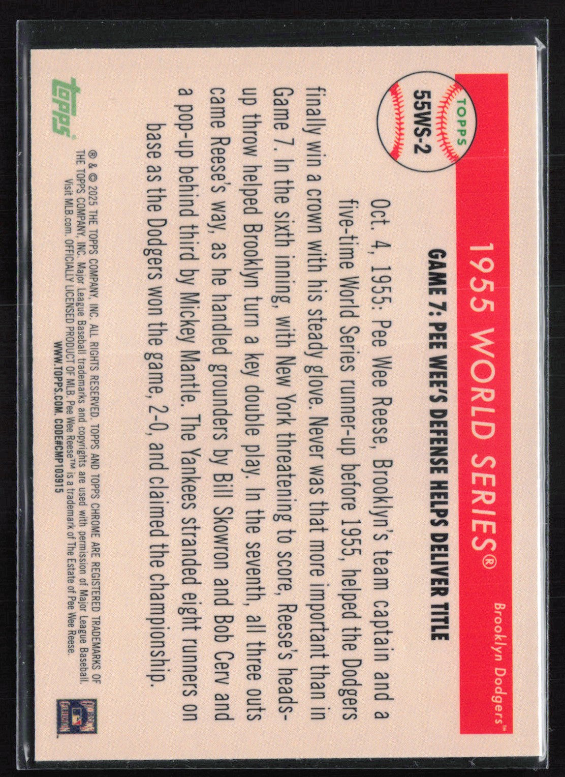 Pee Wee Reese 2025 Topps Chrome Platinum