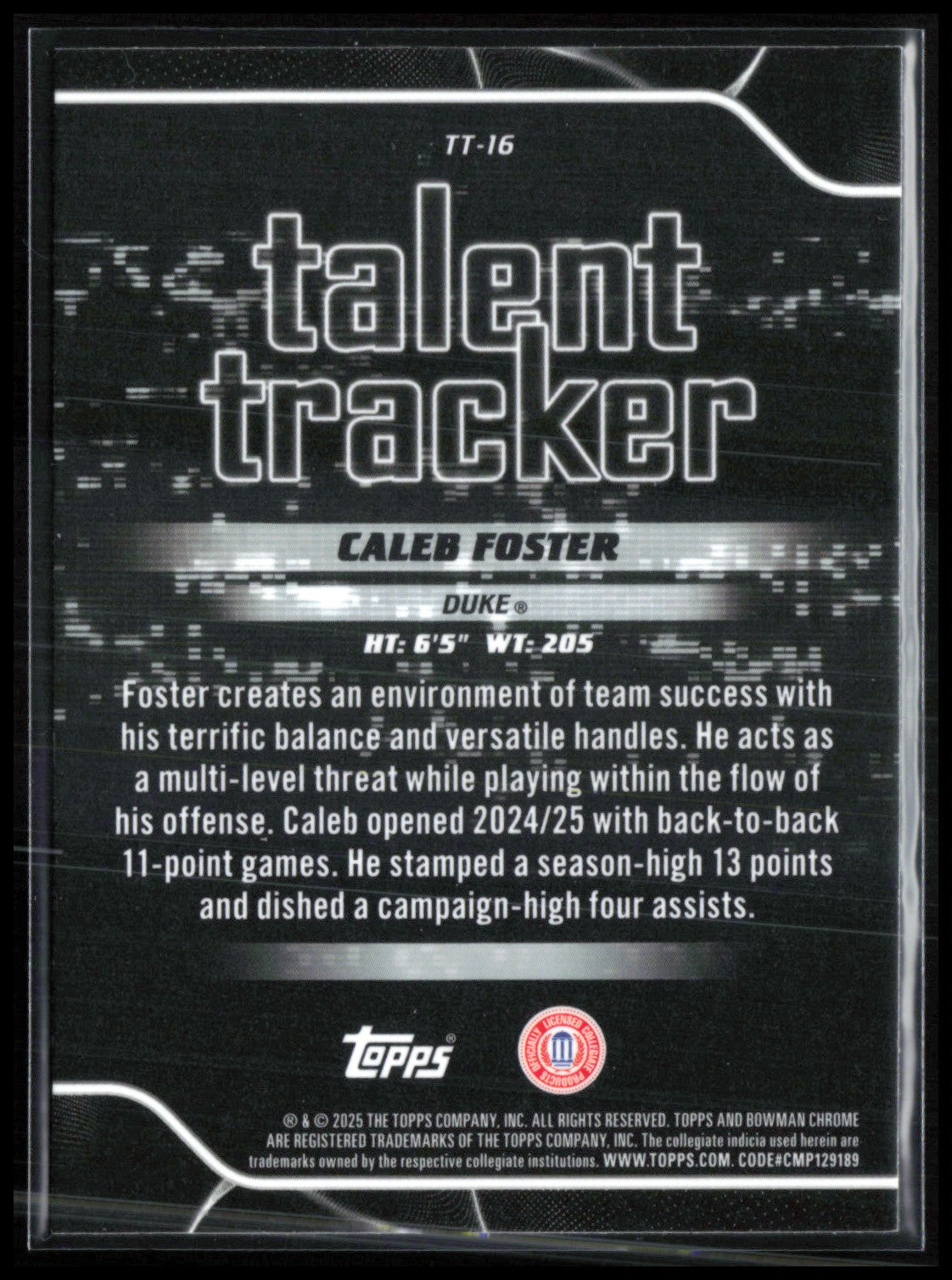 Caleb Foster Talent Tracker