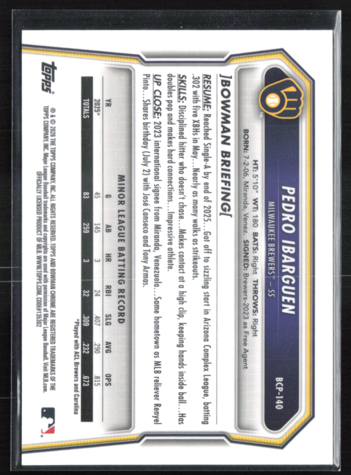 Pedro Ibarguen 1st Bowman Reptilian Refractor