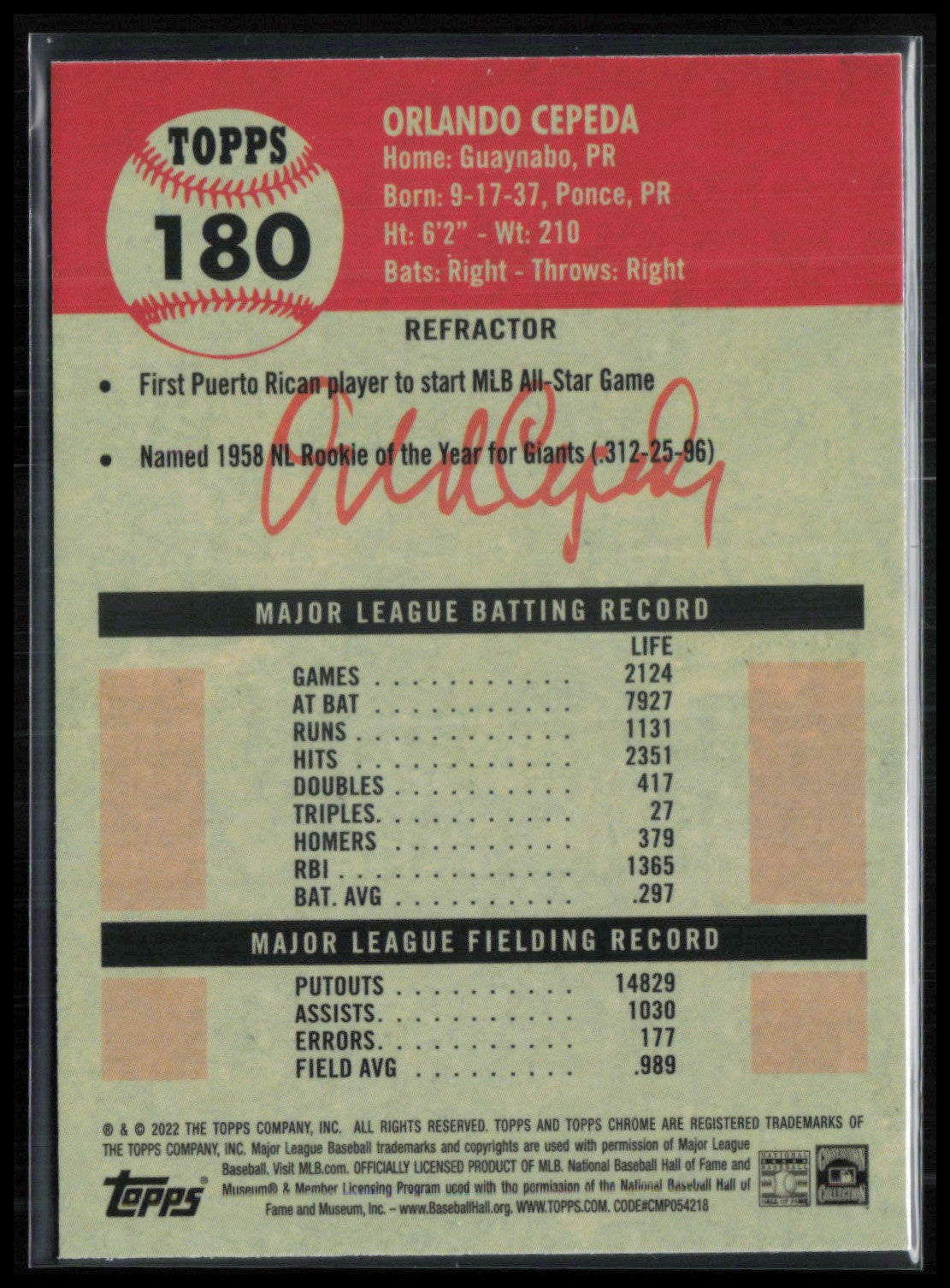Orlando Cepeda Refractor