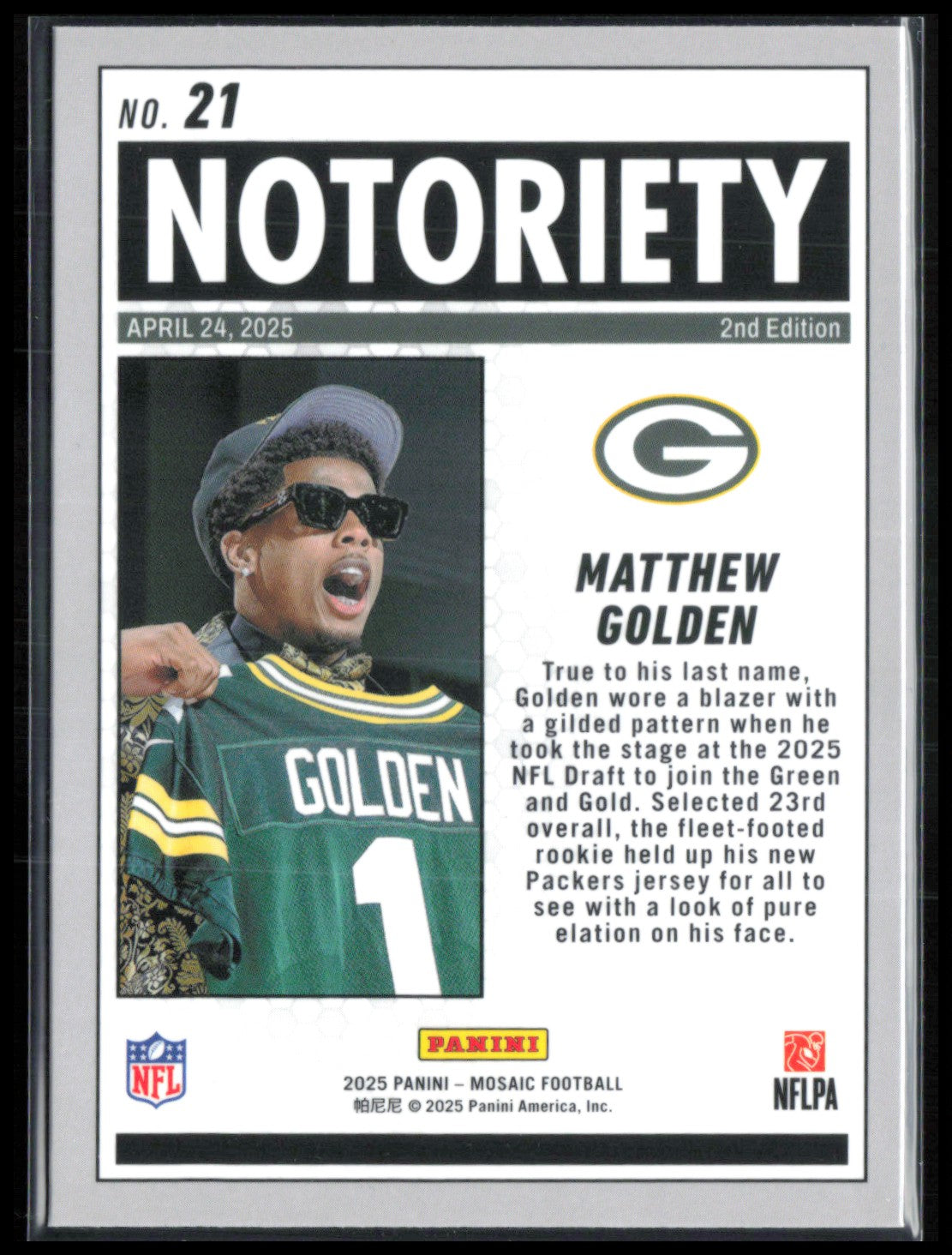 Matthew Golden RC Notoriety Mosaic Prizm