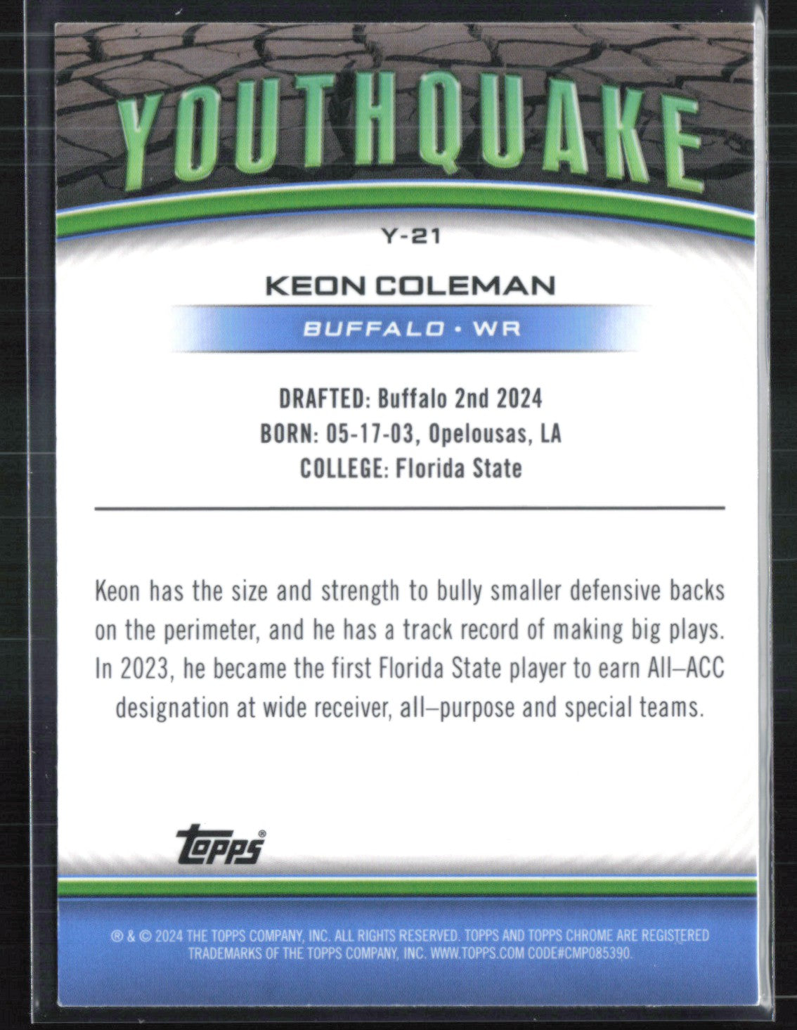 Keon Coleman RC Youthquake