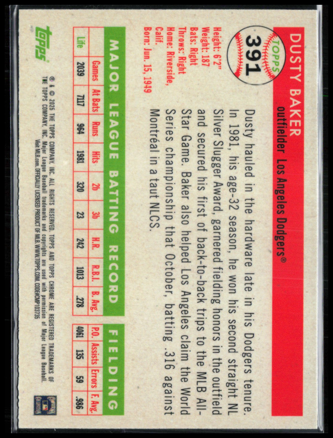 Dusty Baker Green Wave /99