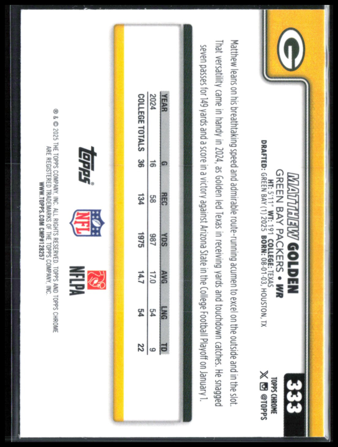 Matthew Golden RC