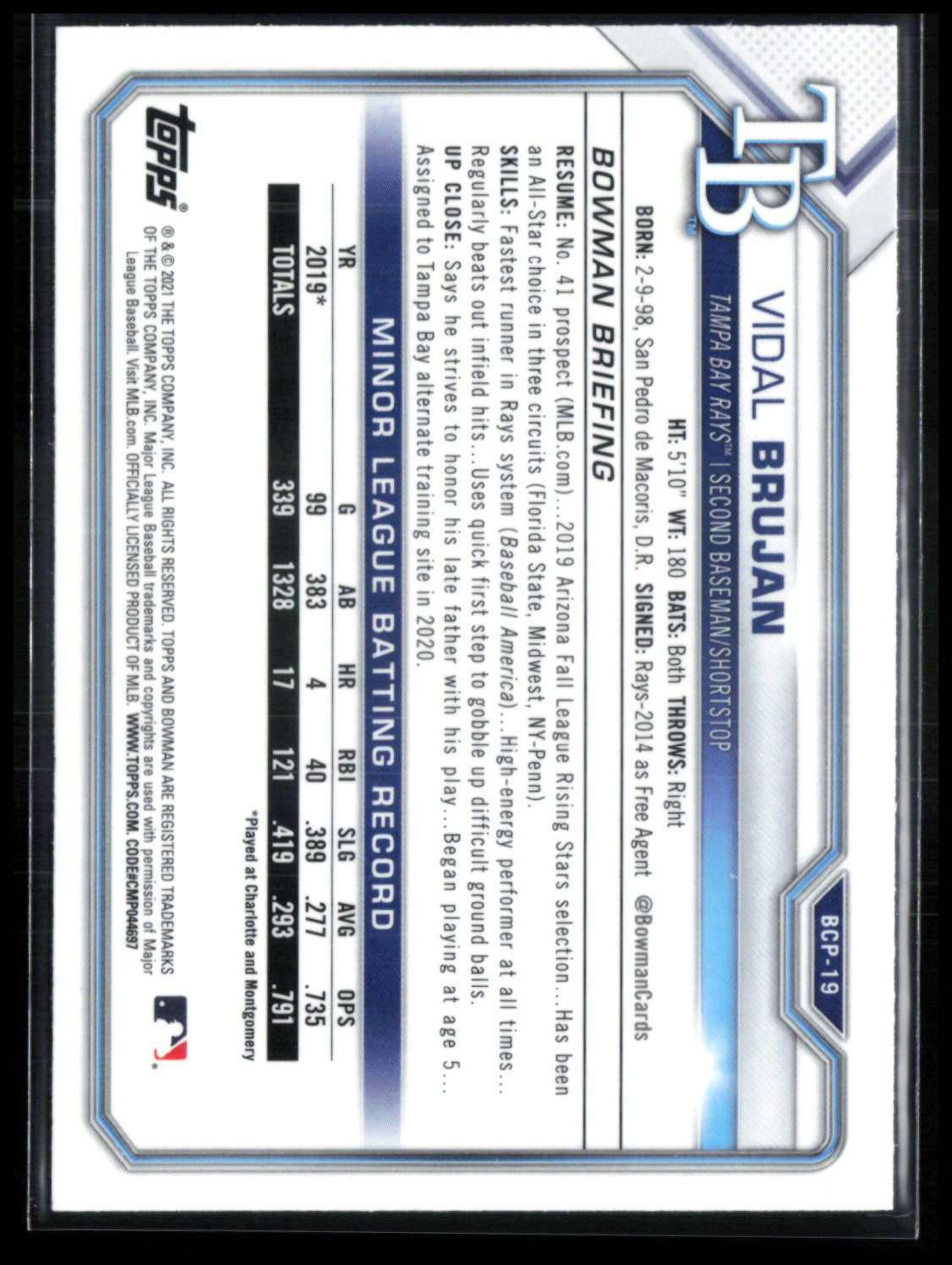 Vidal Brujan Mojo Prospects