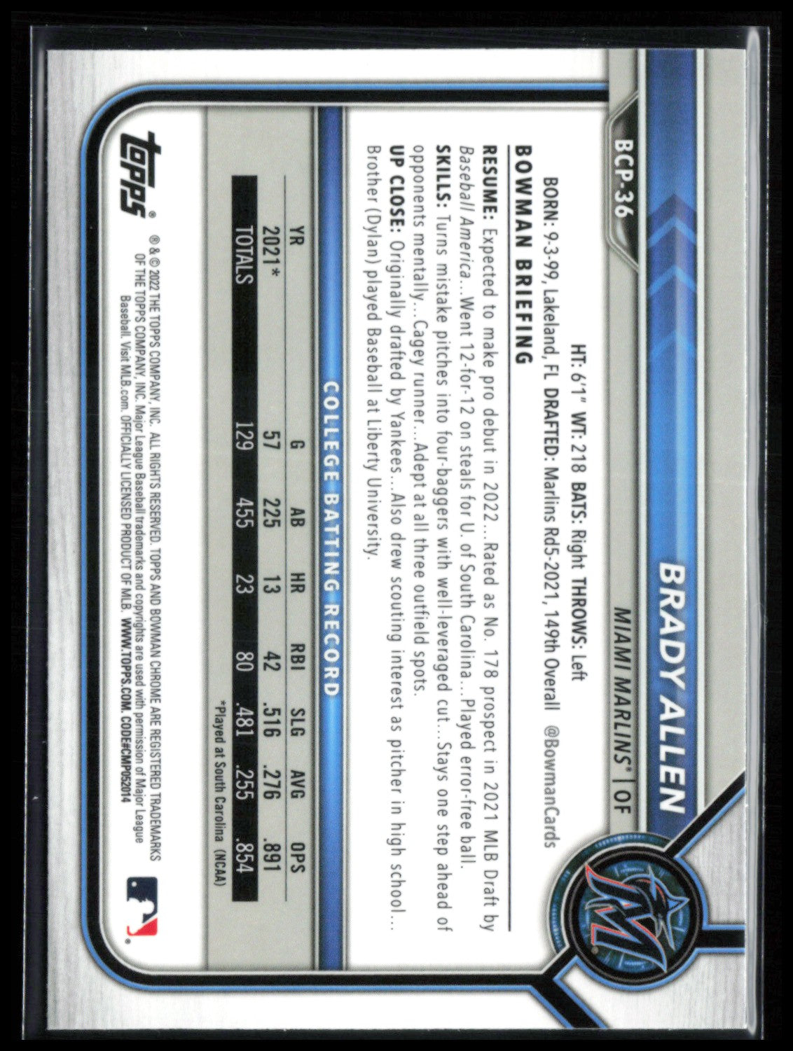 Brady Allen 1st Bowman Mojo