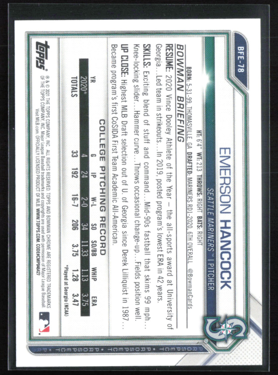 Emerson Hancock 1st Edition Prospect