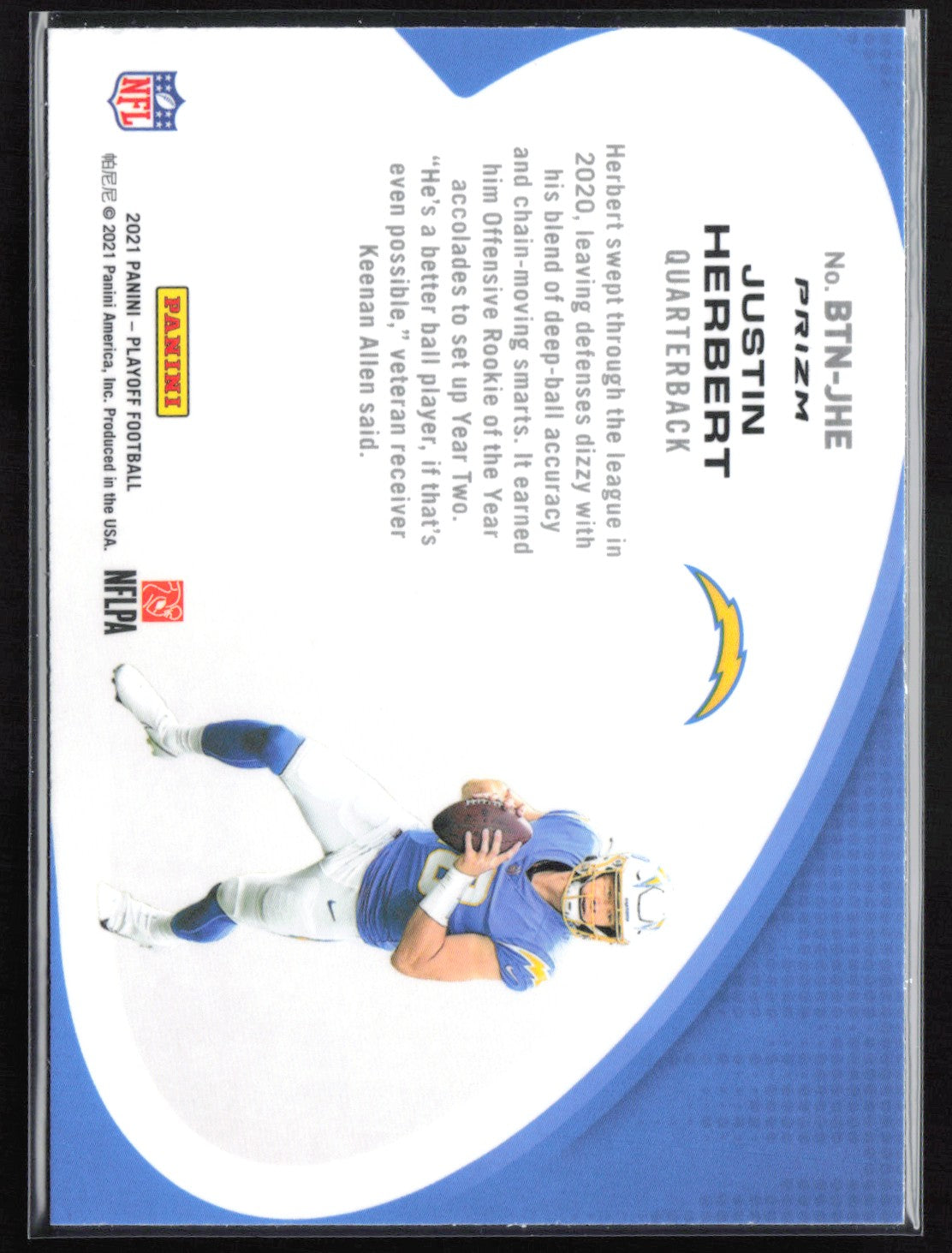 Justin Herbert Blue Prizm 2021 Panini Playoff
