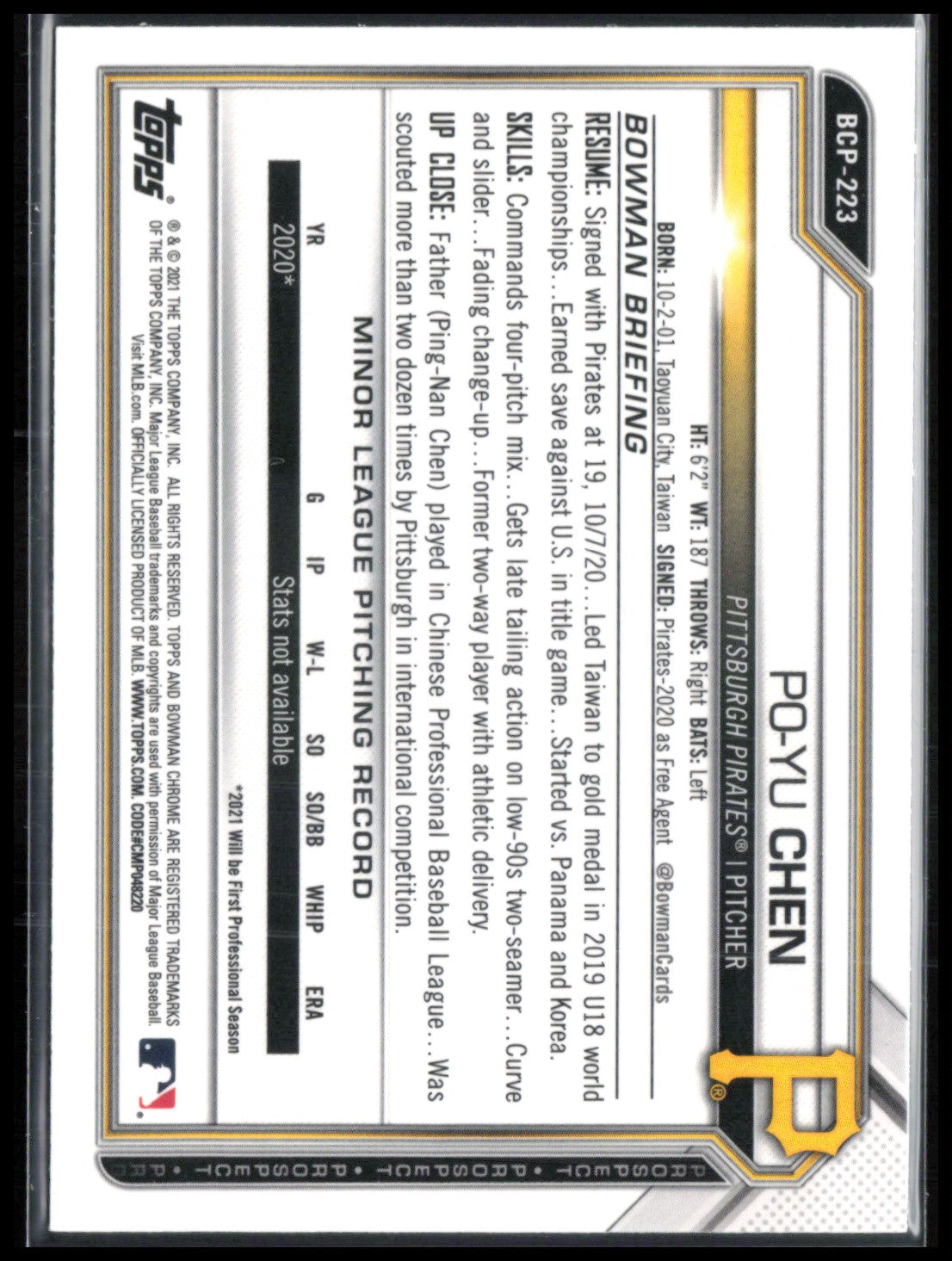 Po-Yu Chen 1st Bowman Mojo