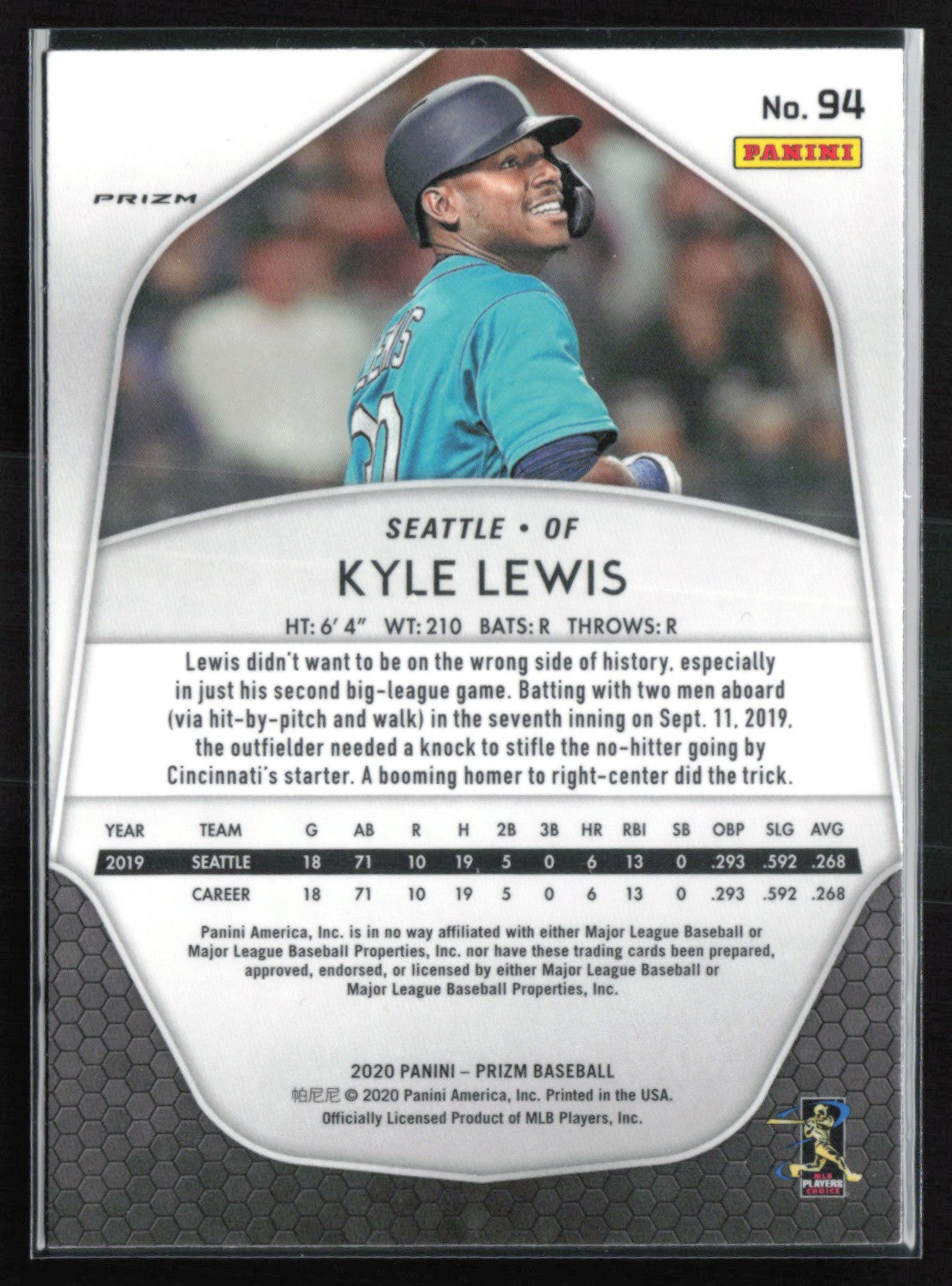 Kyle Lewis RC Silver Prizm