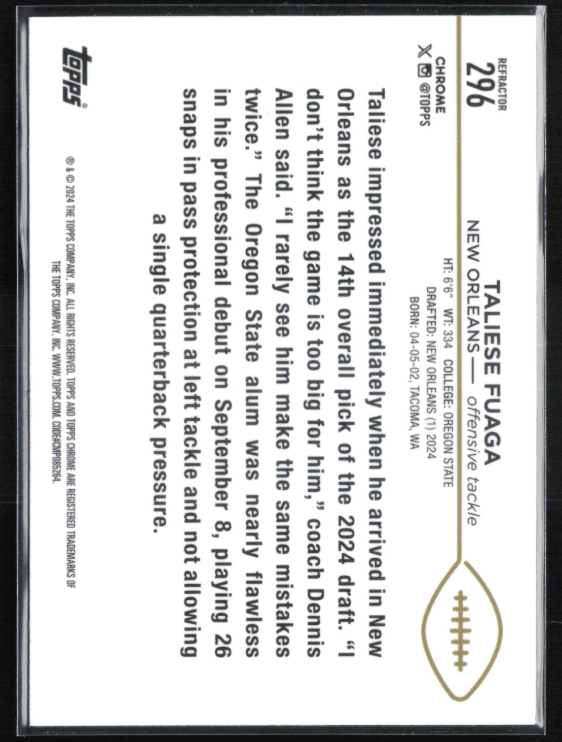 Taliese Fuaga RC Refractor