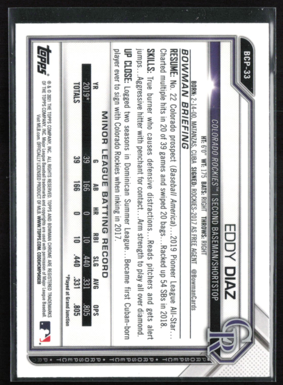 Eddy Diaz 1st Bowman Sapphire