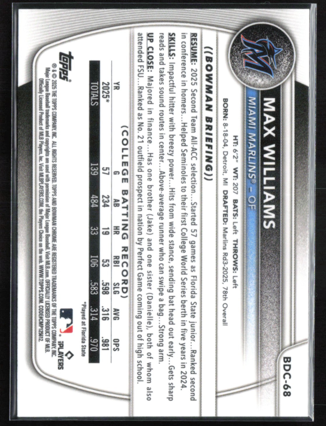 Max Williams 1st Bowman Chrome