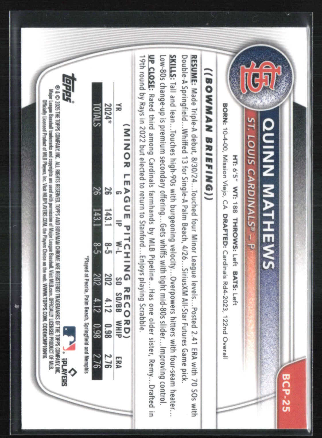 Quinn Mathews 1st BOwman