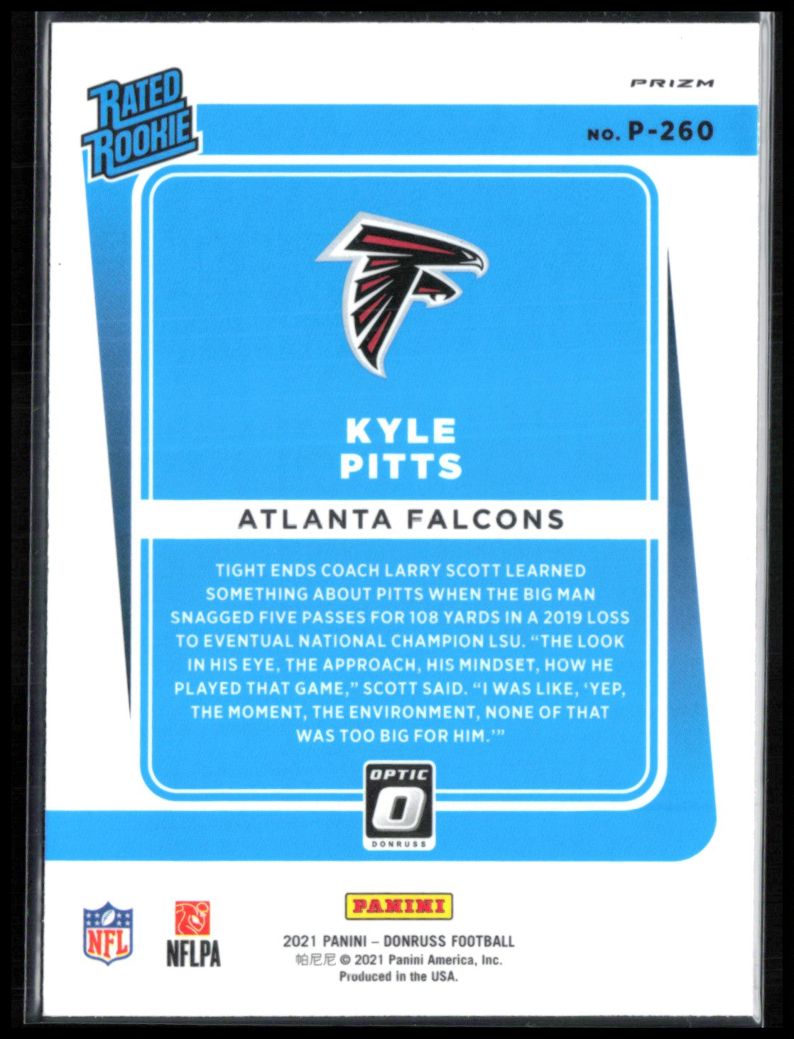 Kyle Pitts RC Pink Holo 2021 Donruss