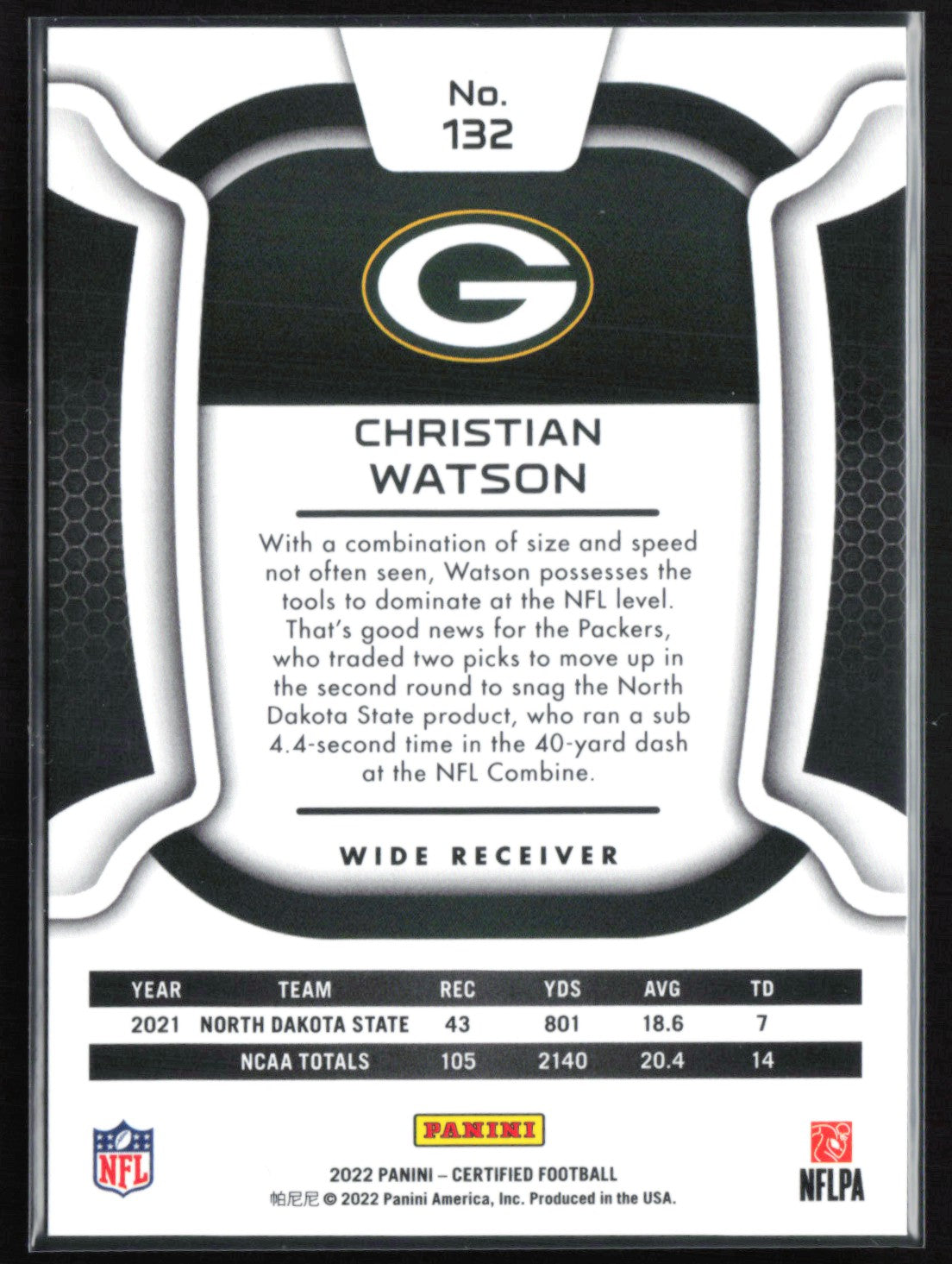 Christian Watson RC /399 2022 Certified