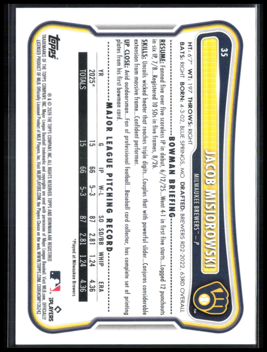 Jacob Misiorowski RC
