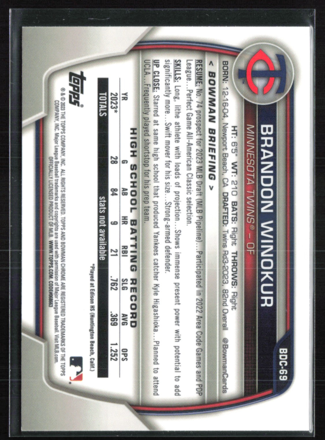 Brandon Winokur 1st Bowman