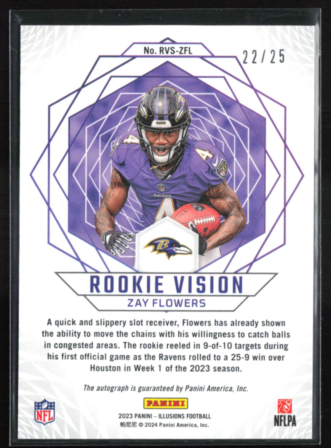 Zay Flowers RC Auto /25 2023 Panini Illusions Rookie Vision