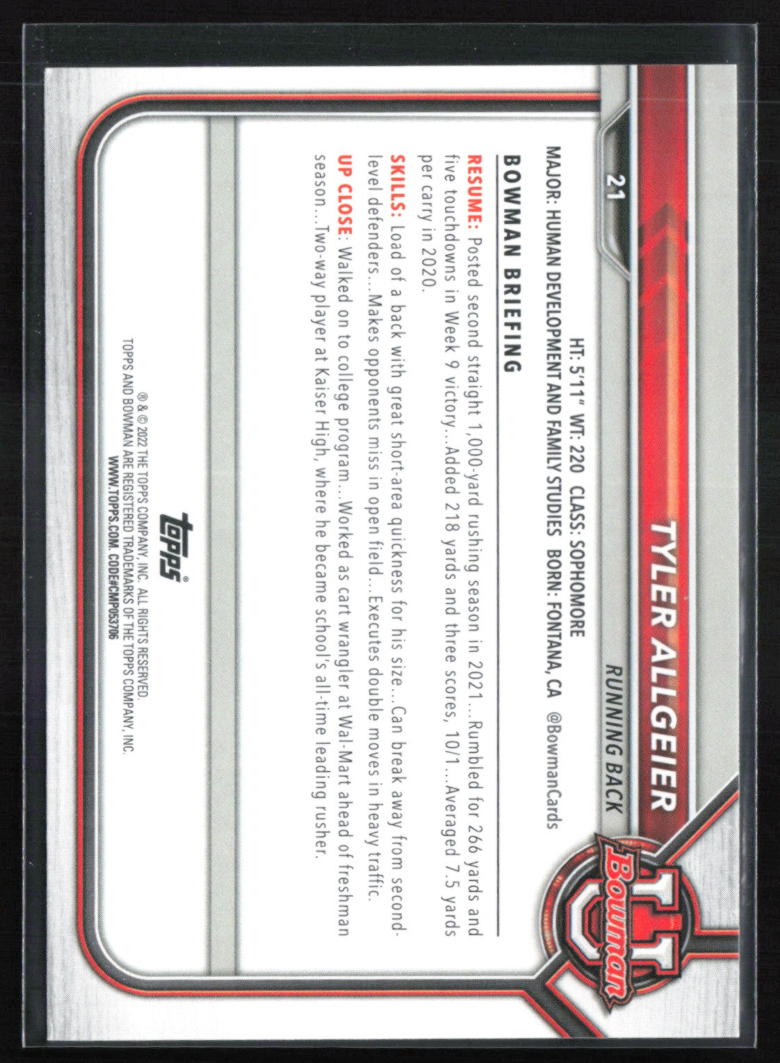 Tyler Allgeier 1st Bowman