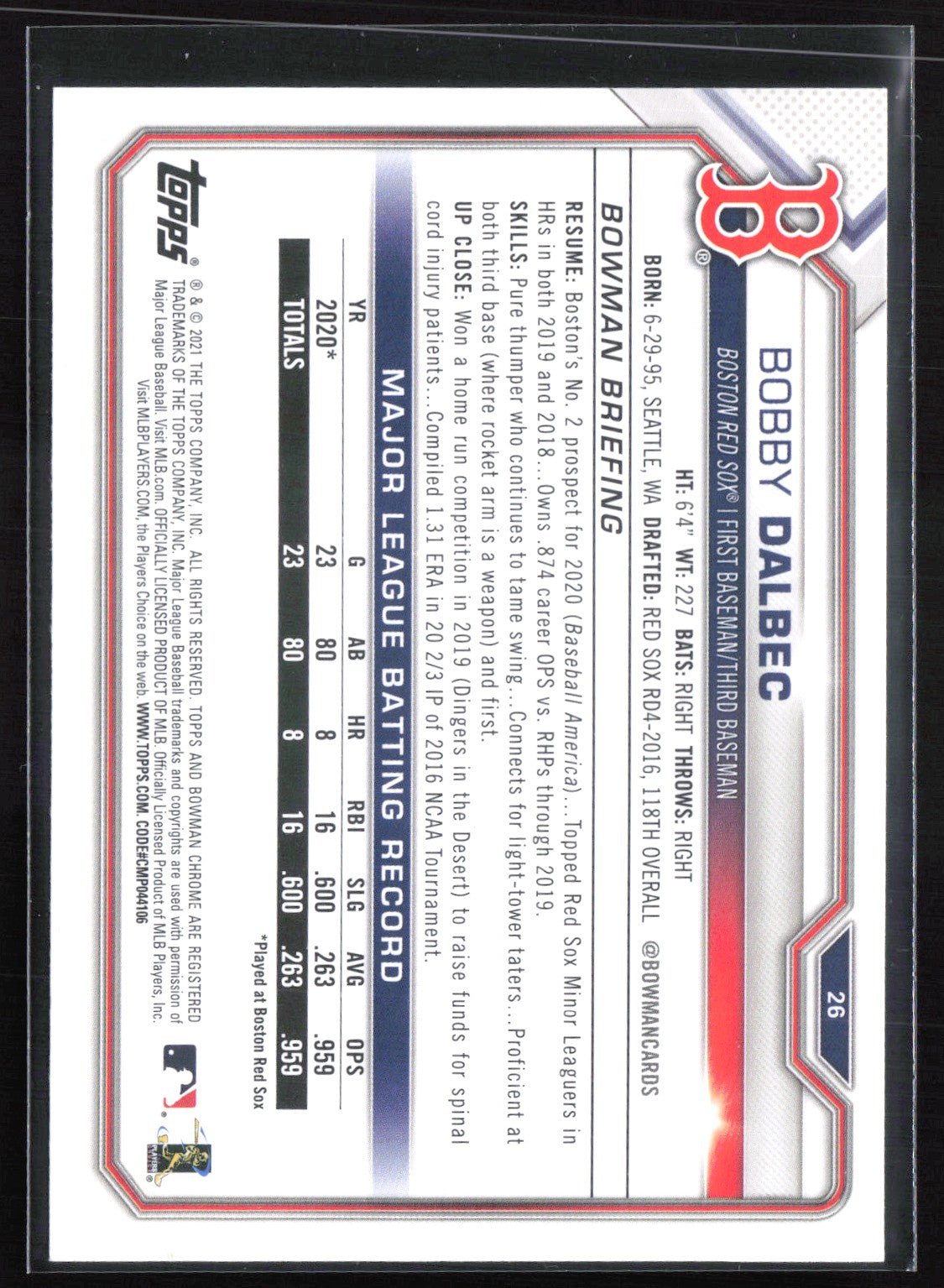 Bobby Dalbec RC