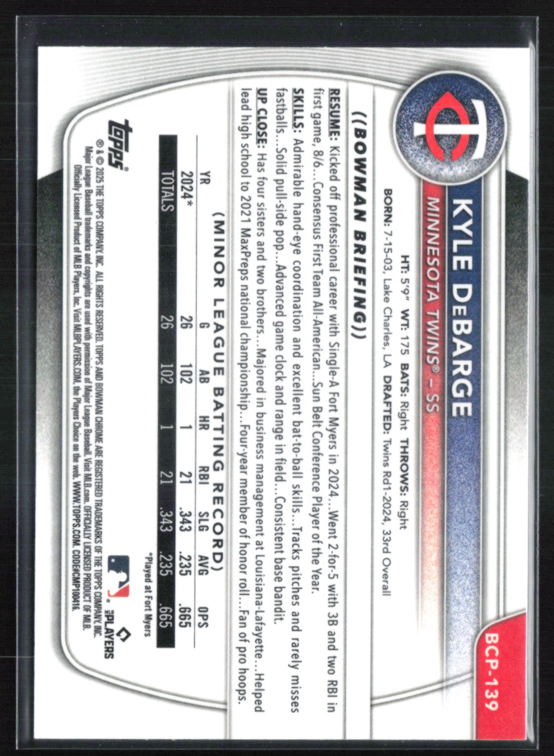 Kyle DeBarge 1st Bowman